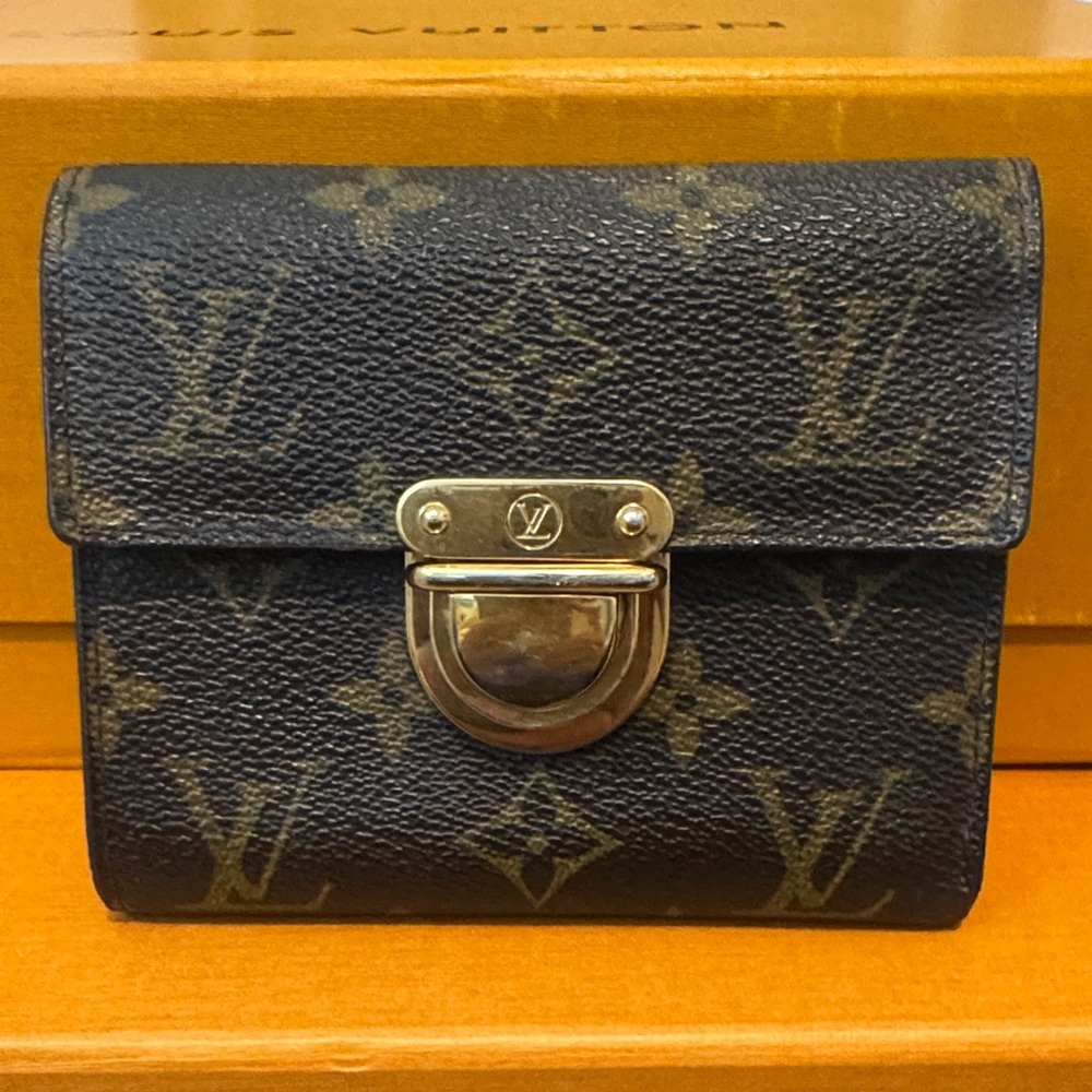 AUTHENTIC Louis Vuitton Black and Gold Monogram WALLET